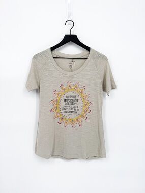 NWT Natural Life Voltaire Quote Boho Mandala Graphic Slub Knit Tee Small